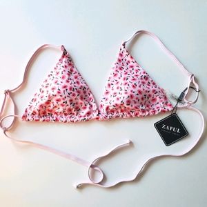 Zaful pink floral bikini top size 6